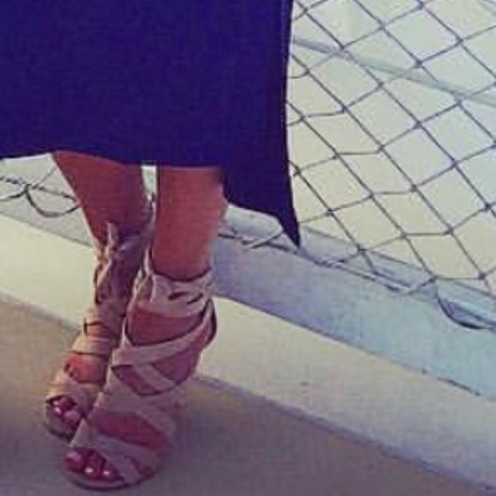 Velvet lace up heels